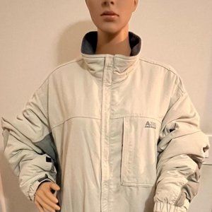 Abercrombie & Fitch Men XL Jacket Coat Beige Softshell Full Zipper Snap Closures